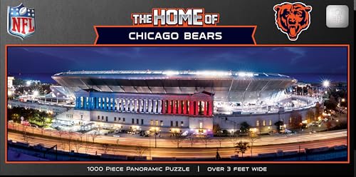 Masterpieces 1000 Piece Jigsaw Puzzle – NFL Chicago Bears Stadium Panoramic, 13"x39", Chicago Bears Wall Art Decor, Poster Style, Officially Licensed, Adult Puzzle - style: Chicago Bears