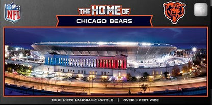 Masterpieces 1000 Piece Jigsaw Puzzle – NFL Chicago Bears Stadium Panoramic, 13"x39", Chicago Bears Wall Art Decor, Poster Style, Officially Licensed, Adult Puzzle - style: Chicago Bears
