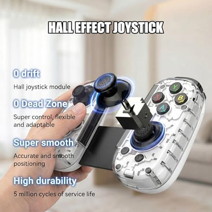 Megadream USB-C Wired & Wireless Mobile Game Controller for iPhone, Android USB-C Phones, PC, Switch - Supports Xbox/PS/Steam Remote Play & Cloud Gaming - Hall Effect Joysticks, Turbo, Vibration, White - color: White