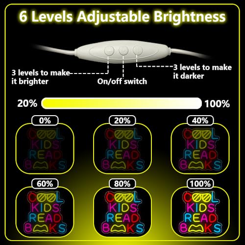 Cool Kids Read Books Neon Sign,Classroom Neon Sign Gift for Kids Teens,Reading LED Light Wall Decor for Library Reading Corner Bedroom Book Themed Party Decorations Study Room USB Powered（12.2"*12.1"） - style: Book