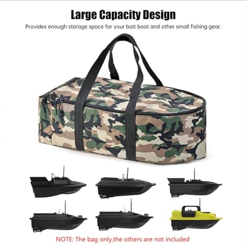 Asixxsix RC Bait Boat Storage Bag, 1000D Oxford RC Boat Remote Control Fishing Boat Cover Bag, 60 x 30 x 20cm, 24 x 12 x 8inch, Suitable for Most Bait Boats, Double Zipper - color: Camouflage