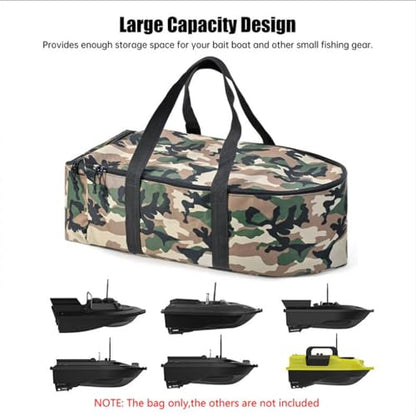 Asixxsix RC Bait Boat Storage Bag, 1000D Oxford RC Boat Remote Control Fishing Boat Cover Bag, 60 x 30 x 20cm, 24 x 12 x 8inch, Suitable for Most Bait Boats, Double Zipper - color: Camouflage