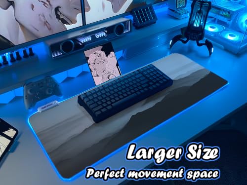 JMIYAV White RGB Gaming Mouse Pad 31.5x12 Inch PC XL Large Extended Glowing Led Light Up Desk Pad Non-Slip Rubber Base Computer Cute Mousepad Mat Desk Accessories Gaming Setup 89-2 - color: Grayline Ridges