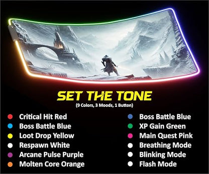 Gaming Mouse Pad - Desk Mat Gaming Mouse Pad, 90x40 Medium Extra Large Extended Big Long Huge XL XXL and XXXL RGB LED Light Mousepad for a Computer, PC Mats Mousepads Frostblade Warrior - color: Frostblade Warrior
