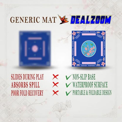 American Mahjong Mat with Rules Printed (33x33, 2.5mm Thick, Hummingbird Blue) Mahjong Mat for Table w/Bag, Crease-Proof Waterproof Non-Slip, Soft Mahjong Table Mat, Noise Reduction - color: Hummingbird Blue Mat
