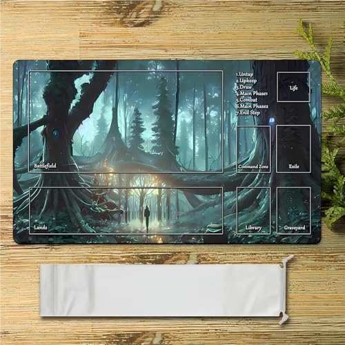 MTG Game Playmat, TCG Play Mat for MTG TCG 24 x 14 inches Trading Card Inked Game Playmats with Storage Bag Smooth Rubber Surface Battle - color: Playmat 1