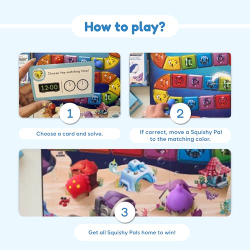 The Fidget Game Squishy Time Rescue - Telling Time Game for Kids Ages 6-11 | Grades 1-5 Multisensory Hands-On Learning Board Game with Manipulatives, Classroom Must Have