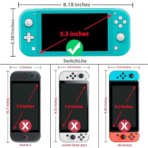 TJS Screen Protector for Nintendo Switch Lite Model 2019 5.5" (Clear) | 2 Pack Tempered Glass Screen Protector Works While Docking 0.3mm Thickness/Bubble Free/Ultra Clear/9H Hardness/Anti-Scratch - size: Nintendo Switch Lite 5.5''