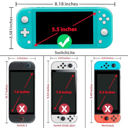 TJS Screen Protector for Nintendo Switch Lite Model 2019 5.5" (Clear) | 2 Pack Tempered Glass Screen Protector Works While Docking 0.3mm Thickness/Bubble Free/Ultra Clear/9H Hardness/Anti-Scratch - size: Nintendo Switch Lite 5.5''