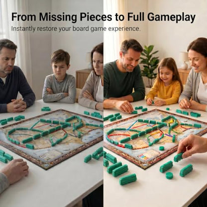 Replacement Train Pieces Compatible with Ticket to Ride (Green) | Includes 45 standard train tokens, one marker and additional spare trains. - color: Green