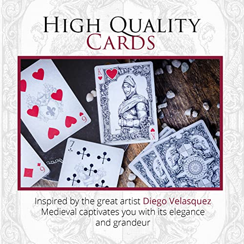 Medieval Playing Cards with Unique Seal and Free Card Game eBook, Stand Out with Cool Poker Cards, Black Deck of Playing Cards, Unique Illustrated Designs for Kids & Adults, Playing Card Decks - color: Black
