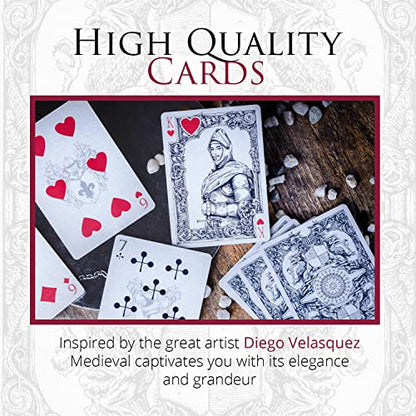 Medieval Playing Cards with Unique Seal and Free Card Game eBook, Stand Out with Cool Poker Cards, Black Deck of Playing Cards, Unique Illustrated Designs for Kids & Adults, Playing Card Decks - color: Black