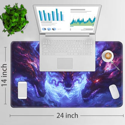 JVGFYNKL MTG Playmat + Drawstring Travel Pouch + 6 Dice Counter, for Tabletop Trading Card Game Playmats or Large Mouse Pad, Anti-slip Rubber 24 x 14 in, Blue Dragon Games TCG Playmat (No with Zone) - color: JV-Playmat-6-1-E125