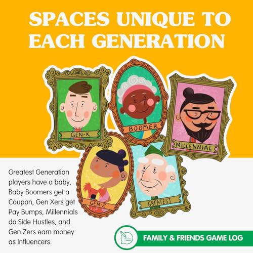 Joy for All Games - The Game of Life Generations - Generational Spaces - Bigger Easy-To-Read Action Cards - Friends & Family Game, Fun Multigenerational Board Game For Seniors, Kids, Teens, and Adults - style: The Game of Life Generations
