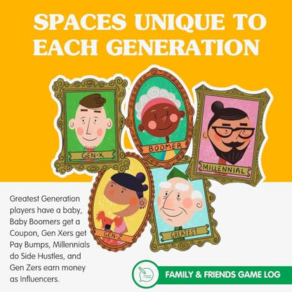 Joy for All Games - The Game of Life Generations - Generational Spaces - Bigger Easy-To-Read Action Cards - Friends & Family Game, Fun Multigenerational Board Game For Seniors, Kids, Teens, and Adults - style: The Game of Life Generations