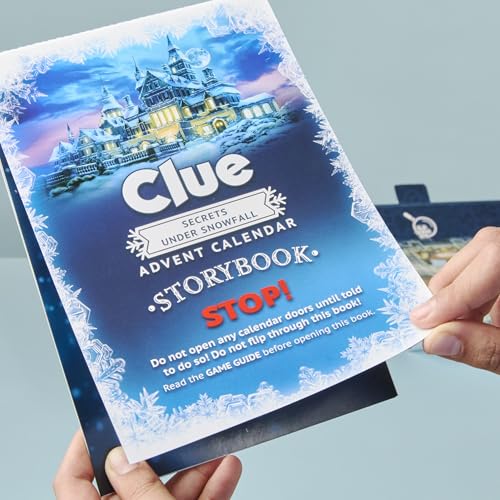 Clue Advent Calendar: Secrets Under Snowfall | 24 Days | Family Mystery Games | with 6 Winter-Themed Tokens and Surprise | Ages 10+ | 1+ Players