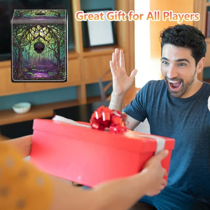 Card Deck Box, Card Storage Box Fits 100+ Single Sleeved Cards, Large Capacity PU Leather with Strong Magnet for Magic Commander TCG/CCG, Skull Swamp - color: Skull Swamp