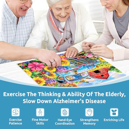3 Packs 48 Large Piece Puzzle for Seniors,Dementia Alzheimer's Products Activities for Elderly Adults,Alzheimer’s Puzzle Memory Cognitive Games Easy Jigsaw Puzzle Gifts（Cats） - style: 48 Large Pieces Cats