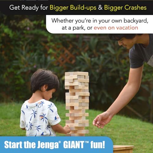 Jenga Giant Challenge, Stacking Game with Tournament Chart & Travel Bag, Party Game for Kids & Adults, Stacks to 3 Feet - style: Challenge