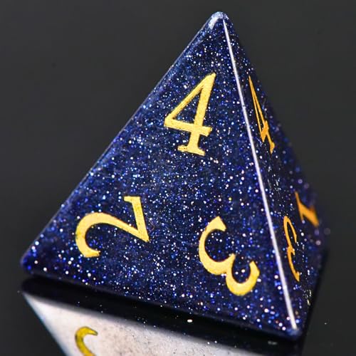 BlueSand Stone DND Dice Set with an Iron Box for DND COC Role Playing dice Games and Board Games Gift (BLUESAND Stone) - color: Bluesand Gem