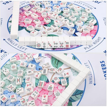 TIASUSAN American Mahjong Learning Mat (33” x 33”) with Black Carrying Bag, Anti-Slip, Noise-Reducing Mahjong Mat for Table - color: Colourful