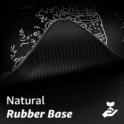 Hystar® Extended Gaming Mouse Pad | XXL 36" x 16" | 5mm Thick, Waterproof Surface, Smooth Polyester Fabric, and Natural Rubber Base | The Great Wave (Black) - color: Black, size: 36L x 16W inches