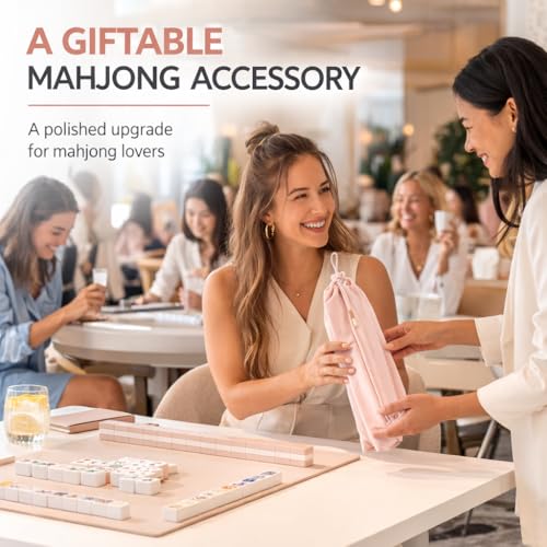 FUYIHGL® Mahjong Rack with Pusher Storage Bag: 2 Compartments Fits 4 American Mah Jongg Racks Pushers - Pink Soft Velvet Sleeve with Drawstring - Travel Mah Jongg Accessories and Gifts - color: Pink | 1pcs