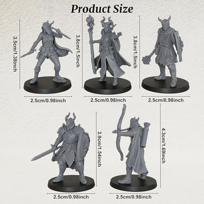 AUSPDICE Fantasy Human Miniatures28mm Dungeon Masters RPG Gift AS1002 | Unpainted Tabletop RPG Miniature Game Figures Set of 5pcs 1:56 Scale Minis Figurine Pack Great