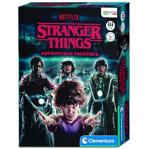 Clementoni - 16636 - Stranger Things - Adventures Together - Board Games Netflix, Family Games for Teens and Adults, 1-4 Players, Card Games, Fun Challenges