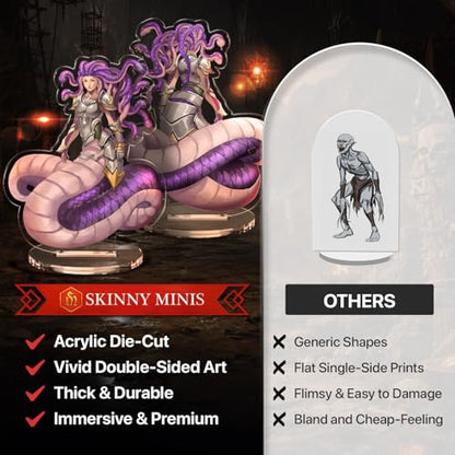 Monster Villains Miniatures Set, 10 Flat Minis with Bases for Tabletop RPG, 2D Fantasy Monster & Villain NPC Minis, D&D Compatible, 2D Pathfinder & 5e Miniatures for TTRPG