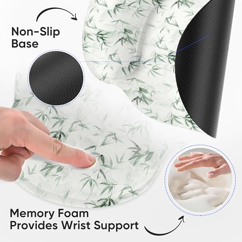 Ergonomic Mouse Pad with Wrist Support,Non-Slip Rubber Base for Computer Laptop & Mac,Lightweight Rest for Home,Office & Travel (Bamboo Leaf) - color: Bamboo Leaf