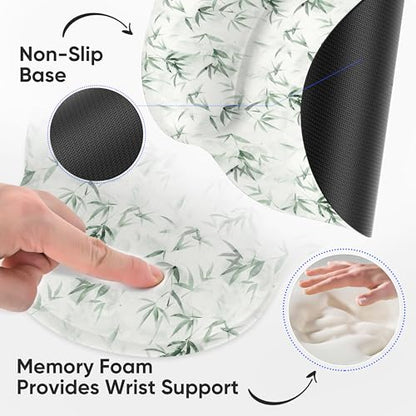 Ergonomic Mouse Pad with Wrist Support,Non-Slip Rubber Base for Computer Laptop & Mac,Lightweight Rest for Home,Office & Travel (Bamboo Leaf) - color: Bamboo Leaf