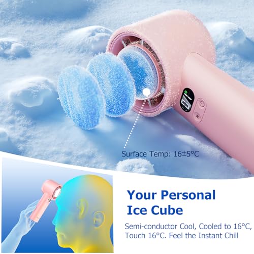 HandFan 5200mAh High Speed Handheld Turbo Fan, 1-100 Speeds Adjustable Powerful Cooling Ice Fan, Portable Mini Hand Fans Rechargeable, for Summer Beach Travel Concerts, Gifts for Women(Pink) - color: Pink