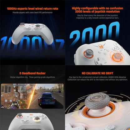 Black Shark BIGBIG WON Gale Wireless Controllers - Motion Aiming, Hall Trigger, 4 Custom Buttons - PC/iOS/Android Gaming Controller with Charging Dock - color: C.GaleSet White