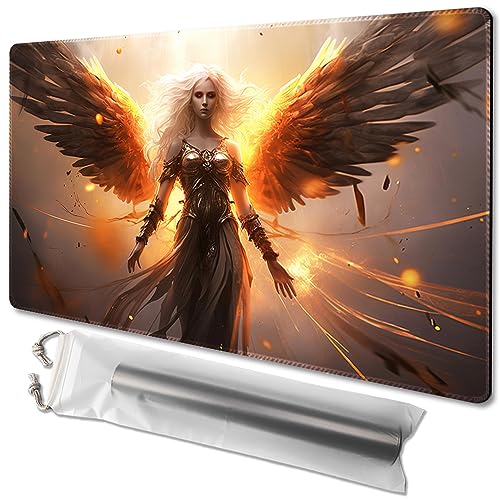 MTG Playmat Size 24x14in Free Storage Bags Non-Slip Backing, Ideal for Card Game Enthusiasts TCG Playmat (Blaze Angel-No Deck) - color: Blaze Angel-no Deck