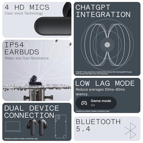 CMF Buds 2a Wireless Earbuds Active Noise Cancelling 42dB Hybrid ANC Bluetooth Headphones, 12.4mm Dynamic Driver for Big Bass, 4 Mic Clear Calls, Sport Ear Buds for iPhone, Android, Dark Grey - color: Dark Grey