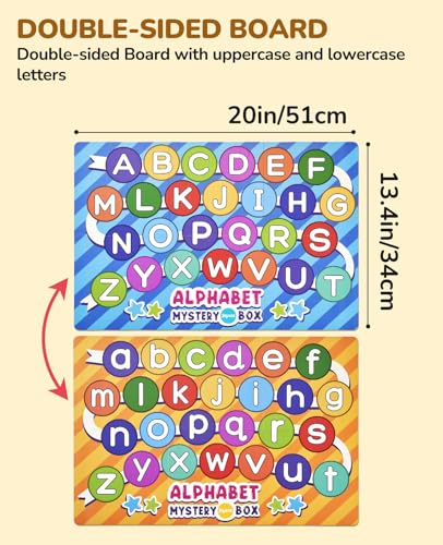 JoyCat Mystery Alphabet Box 26PCS, Letter Sorting Matching Game, Phonics | 26 letter pieces in a mystery box create fun sorting, matching and letter sound games for preschool learning