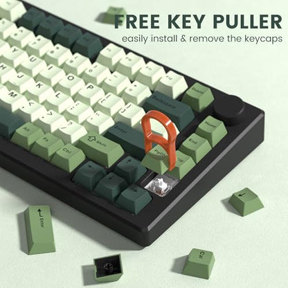 dagaladoo Double Shot PBT keycaps Green, Cherry Profile Keyboard Keycaps | 138-keys full size key caps, Custom keycaps for 60% 65% 75% 100% Cherry-MX switch Mechanical Keyboard（Matcha) - color: Matcha Green
