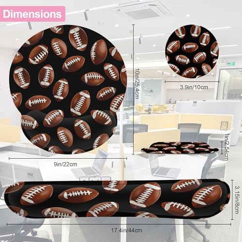 American Football Keyboard Wrist Rest Pad and Mouse Pad Wrist Support Set,3-in-1 Ergonomic Mouse Pad with Non-Slip Rubber Base for Home Office Game Computers Desk, - color: American Football