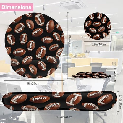 American Football Keyboard Wrist Rest Pad and Mouse Pad Wrist Support Set,3-in-1 Ergonomic Mouse Pad with Non-Slip Rubber Base for Home Office Game Computers Desk, - color: American Football