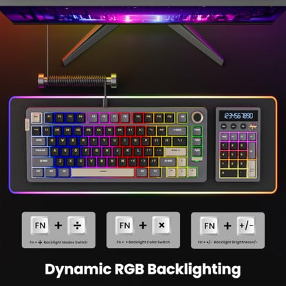 RK ROYAL KLUDGE M20 Wireless Number Pad, Mechanical Numpad with LCD Display, PC Numpad & Calculator Modes, Programmable Numeric Keypad, Bluetooth/2.4G/Wired, RGB Hot-Swappable for Win/Mac - color: Black