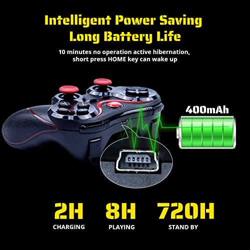 Yoidesu X3 Gaming Controller for Android for IOS Mobile Phone TV Computer CP VR, Dual Vibration Wired BT Game Remote Gamepad Joystick with Built in 400mAh Rechargeable Battery