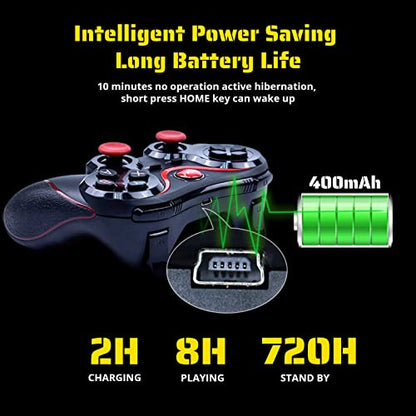 Yoidesu X3 Gaming Controller for Android for IOS Mobile Phone TV Computer CP VR, Dual Vibration Wired BT Game Remote Gamepad Joystick with Built in 400mAh Rechargeable Battery