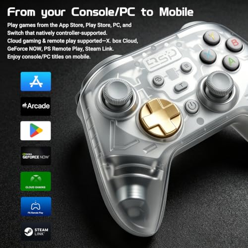 Joso Game Controller with Phone Mount, Play on iPhone/iPad/Android/PS4/PC/Switch with Hall Effect Joysticks/Hall Triggers, Supports Wired Controller with 1000Hz Polling Rate/Cloud Gaming/Streaming - color: White
