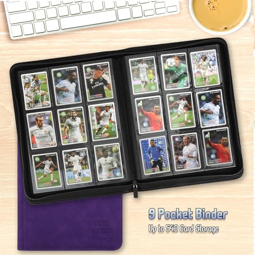 Trading Card Binder, Premium 9 Pocket Double Sided 540 Pocket PU Card Collection Binder, Collectible Trading Card Albums for MTG, TCG, Sport Card, Game Cards (Purple) - color: Purple