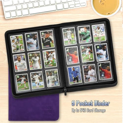 Trading Card Binder, Premium 9 Pocket Double Sided 540 Pocket PU Card Collection Binder, Collectible Trading Card Albums for MTG, TCG, Sport Card, Game Cards (Purple) - color: Purple