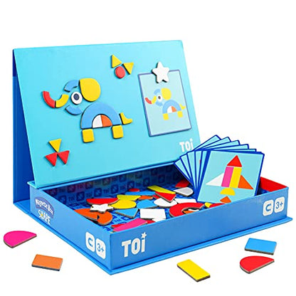 Toi Kids Magnet Toys Magnetic Jigsaw Puzzle Boxes with Game Board for Kids Ages 3-8, Preschool Tabletop Toy for Toddlers, Portable Travel Game, Shape - style: Shape