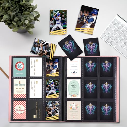 Card Binder, 360 Pockets Upgraded Trading Card Binders, Cards Collection Binder 9 Pocket, Side Loading Yugioh Binder Book Holder for MTG, TCG, Sport, Football, Baseball Collector Cards - Pink - color: Pink