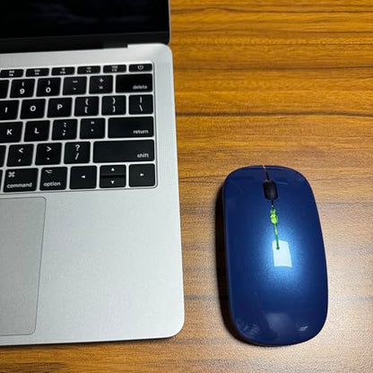 PEIBO Bluetooth Wireless Mouse for Laptop mac MacBook ipad MacBook air MacBook pro pc Desktop Computer Windows Chromebook Notebook (Blue Black) - color: blue black