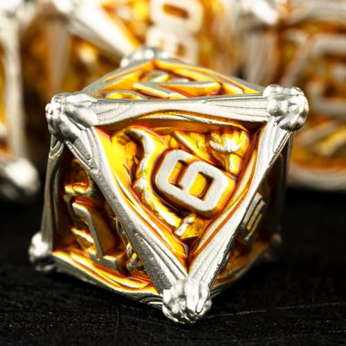 Surpass DND dice Set D&D dice Metal Role Playing Metal Polyhedral Dice for Dungeons and Dragons RPG dice Set MTG dice Dungeons and Dragons Gifts (Yellow) - color: Yellow